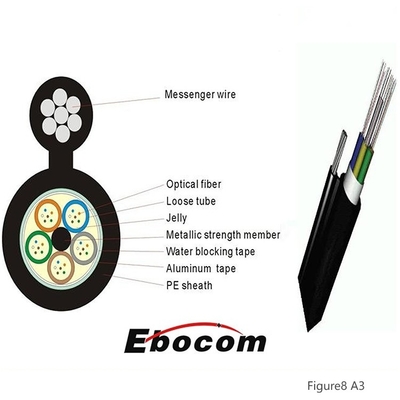 Gytc8AS Figure 8 Fiber Optic Cable  2-144 Core PE jacket SM armoured Overhead Self-supporting Outdoor networking