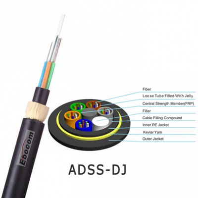 Cable de fibra óptica ADSS de alta conexión de 24 núcleos SM doble chaqueta para comunicación por Internet