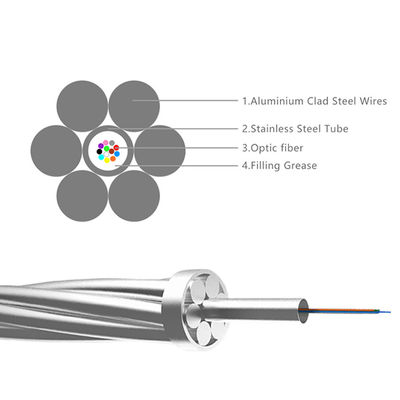 Cable OPGW de 48 núcleos, tubo central de acero inoxidable de sección transversal de 70 mm²