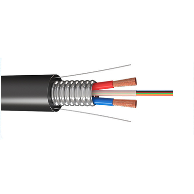 Cable de fibra óptica híbrida fotoeléctrica compuesta GYXTW RVV Blindado 12 núcleos con cable de alimentación