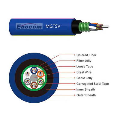 MGTSV Cable de minería retardante de llama G652D 12 24 36 48 96 144 núcleo Comunicación blindada al aire libre