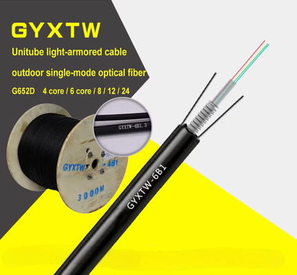 Cable de fibra óptica GYXTW para exteriores de 2 ~ 24 núcleos de modo único tubo central blindado suelto para instalación aérea y de conductos