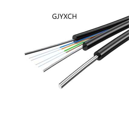 Cable de fibra óptica de caída FTTH exterior GJYXCH de 4 núcleos G657A1 con mensajero de alambre de acero de 0,8 mm
