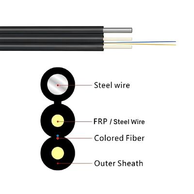 Cable de bajada exterior FTTH GJYXFCH 2 núcleos G657A1 con mensajero de alambre de acero